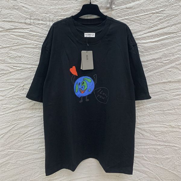 

men's hoodies & sweatshirts designer high version 2022 summer new paris b family love earth print two sleeve cuffs men and women couple, Black