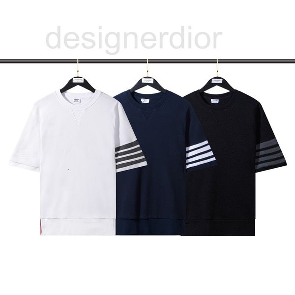 

men's hoodies & sweatshirts designer high version tb classic basic waffle four bar os men's and women's short sleeve t-shirt, Black