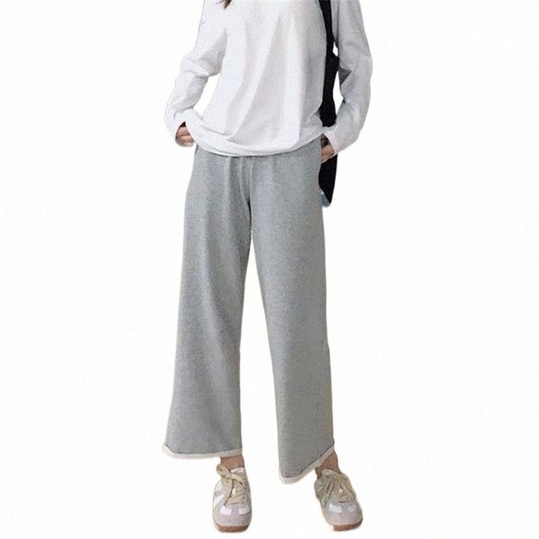

women's pants & capris women's pants & capris sports cotton straight-leg female spring summer ins high waist korean wide-leg loose, Black;white