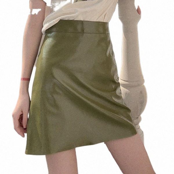

skirts skirts fashion women high waist a-line pu faux leather skirt lady summer street lake green faldas mujer s-xl e42v#, Black