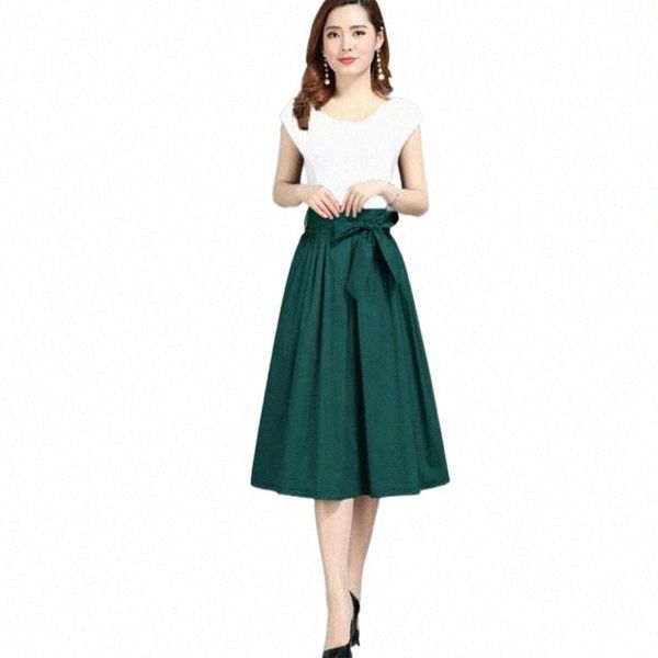 

skirts skirts 2022 women long spring summer high waist female skirt elastic pleated ladies a- line 5xlb933 j4jj#, Black