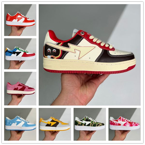 

casual shoes running trainers sports sneakers platform shoe designer camo black white green red orange camouflage classic bapestas baped sk8