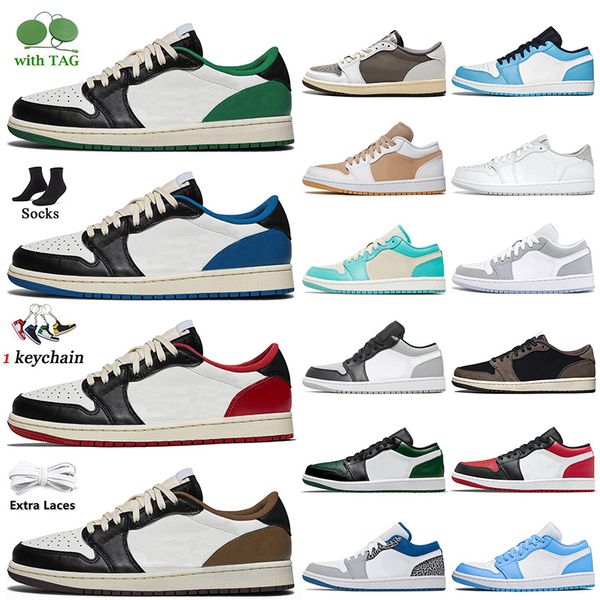 

shoes big size 36-46 women mens 1s lows basketball jumpman 1 low og fragment blue red green toe dark mocha paris retro sneakers neutral grey