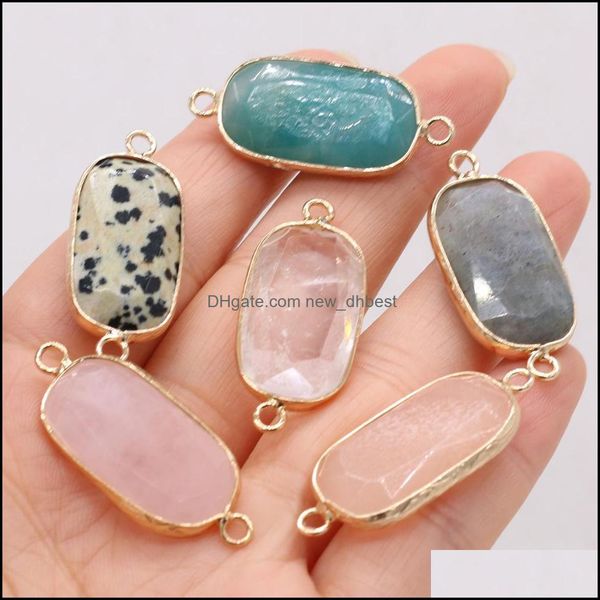 

stone healing natural stone rec rose quartz faceted connector pendant double ear connectors for necklace bracelet jewelr dhseller2010 dhcxy, Black
