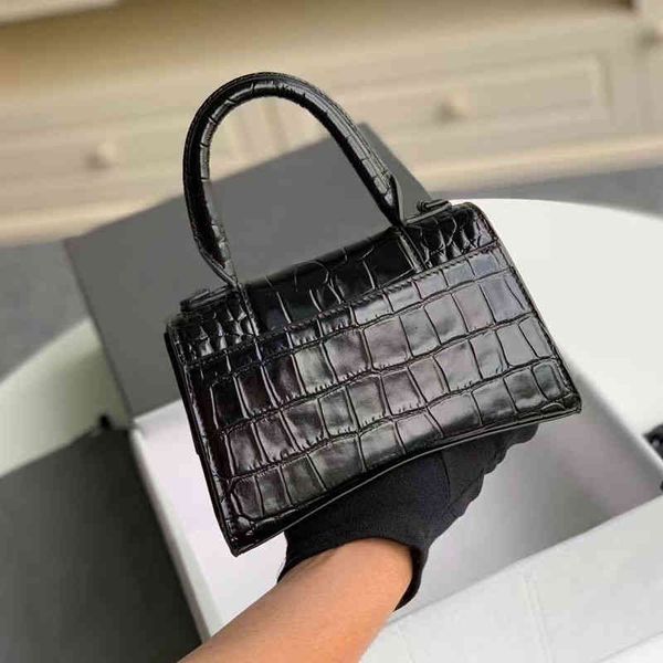 

baleciga's bag designer bags b family cowhide women's bag new single shoulder diagonal handbag crocodile hourglass retro fashion s