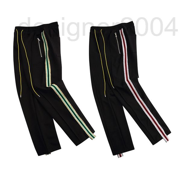 

men's pants designer new youth punk casual green and red ribbon pants p0y5, Black