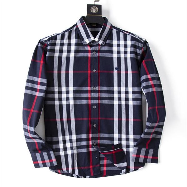 

2022 uk business thin checked shirt fashion designer brand long sleeve cotton casual t-shirt stripe cooperative shirt size -4xl #022990, White;black