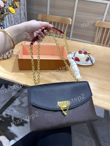 

ssaint placide designer women combines chain evening bag canvas print cowhide-leather cross-body clutch purse handbag shoulderbag m43715