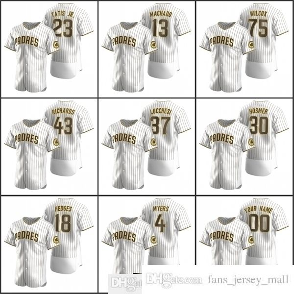 

2021 men #23 fernando tatis jr. baseball jerseys 13 manny machado 43 garrett richards wilcox hosmer hedger custom women youth white brown, Black