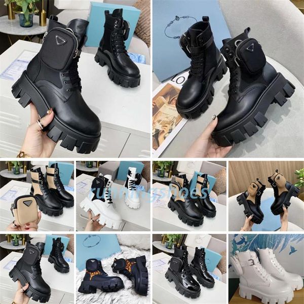 

men rois nylon cloth combat boots shoes monolith leather ankle martin boot with pouch battle shoes rubber sole platform shoe big si3152, Black;brown