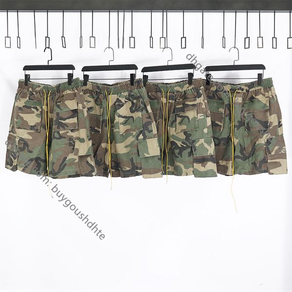 

rhude camouflage shorts drawstring multi-pocket beach pants loose high street overalls five-point pants men's casual pants rd22, White;black