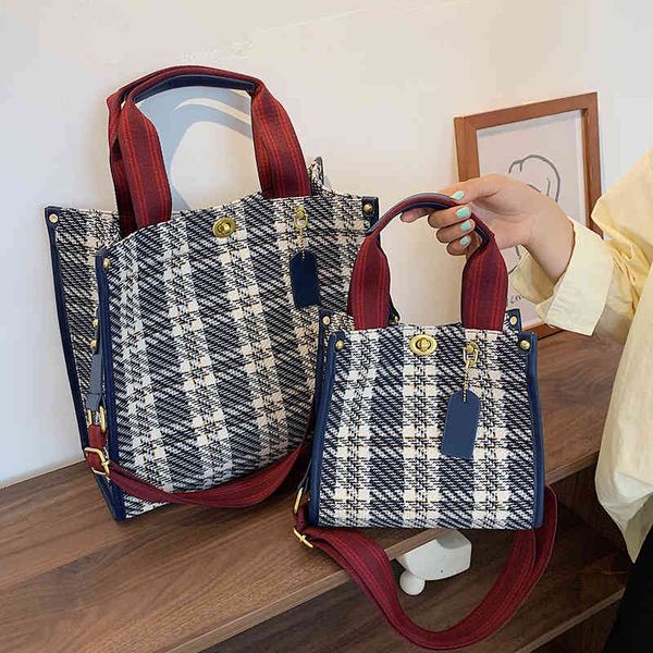 

bags bag women's canvas lattice tote new handbag trend one shoulder messenger purses