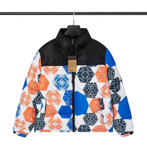 

men's designer down jacket women's jackets geometric pattern street parker hoodie joint winter cotton fashion outdoor windbreaker, Black;brown