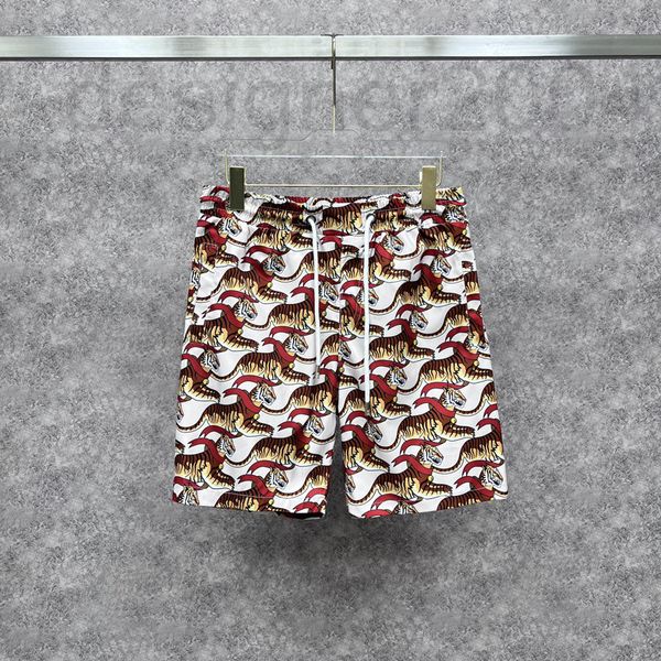 

men's shorts designer tiger head printed beach pants tide brand 2022 summer new breathable thin quick drying casual five point shorts f, White;black