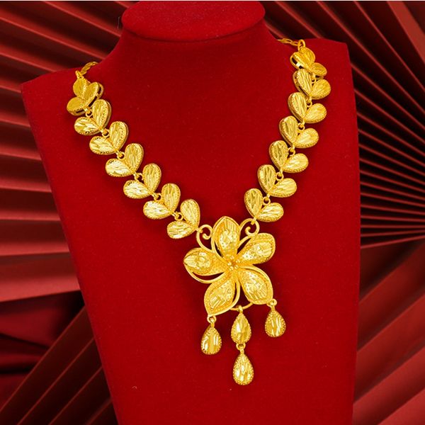 

wedding luxury women pendant chain collar necklace with flower design elegant 18k yellow gold filled lady engagement bridal gift, Silver