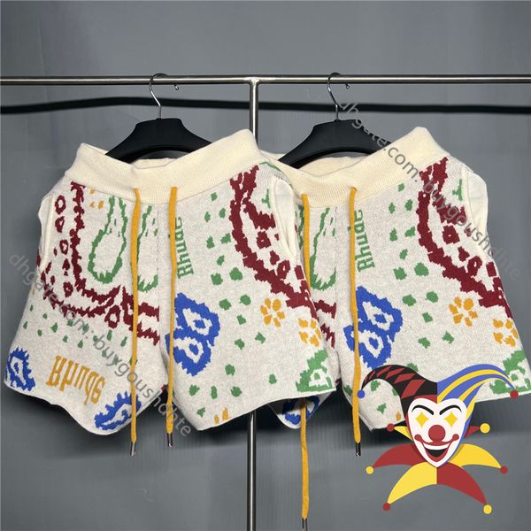

2022ss rhude jacquard shorts men women 1 1 yellow drawstring rhude shorts summer style breeches rd22, White;black