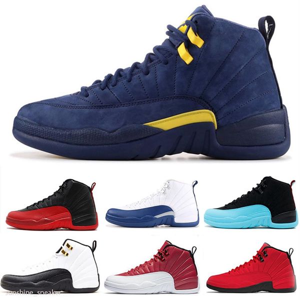 

indigo blue 12 12s men basketball shoes university gold taxi reverse flu game royal winterized gamma blue sports sneakers mens trainers214m, Black;brown