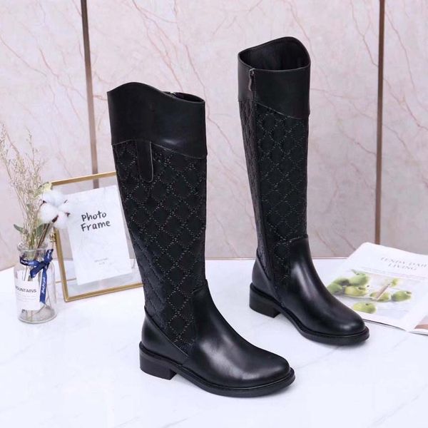 

fashion luxury designer boots knee flip leather warm woman boot cowgirl waterproof combat chelsea rain snow black riding