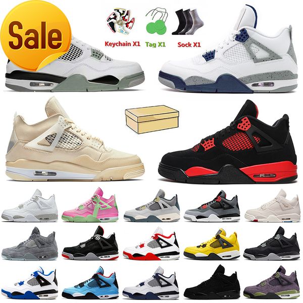 

sports boots with box jumpman 4 women mens basketball shoes seafoam 4s midnight navy white oreo sail red blue thunder black cat canyon purpl