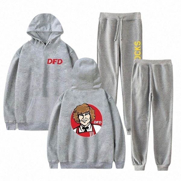 

men's tracksuits men's tracksuits danny duncan merch hoodies set men women pants two-piece sweatshirt suit h40j#, Gray