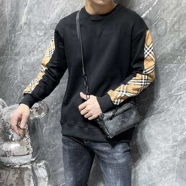 

men's hoodies & sweatshirts designer chaopai 2022 autumn winter new loose splicing sleeve round neck pullover long sweater for men and, Black