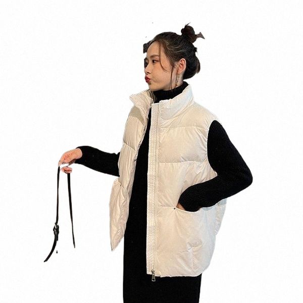 

women's vests women's vests autumn winter women loose vest stand collar short girls student jacket cotton padded lady windproof wa, Black;white