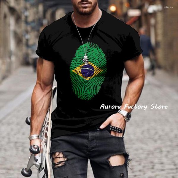 

men's t shirts men's summer brazil flag print t-shirt o-neck clothing casual brazilian streetwear sportswear male outdoor, White;black