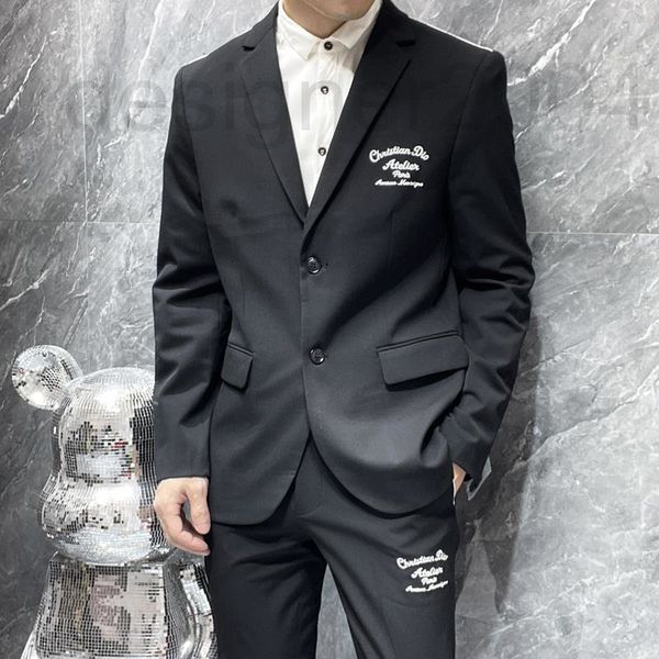 

men's suits & blazers designer chao brand black small suit 2022 spring and autumn new letter embroidery men's versatile casual jac, White;black