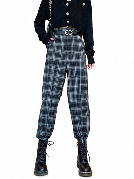 

women's pants & capris high waisted plaid pants children's autumn 2021 korean version of loose and slim straight tube legged casua, Black;white