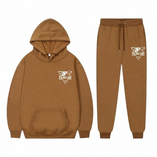 

men's tracksuits men's tracksuits autumn winter men's casual jogger sets fashion the wolf lair printing tracksuit sweatshirt, Gray