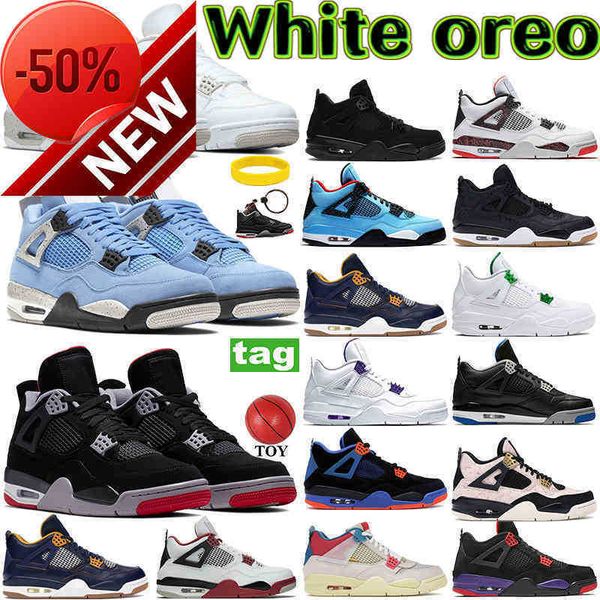 

boots 4 4s basketball shoes white oreo university blue bred back cement metallic purple green trainers sp taupe haze fire red men women, Black