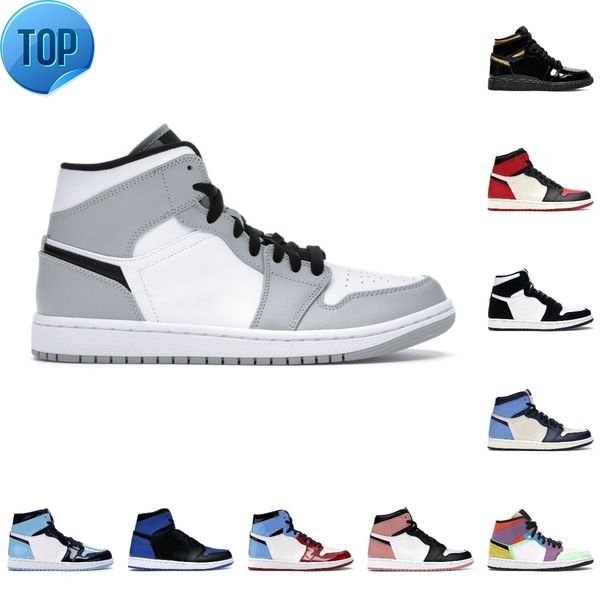 

boots 2022 new 1 1s og high basketball shoes pine green black court purple royal bred toe obsidian unc dark mocha university blue smoke grey