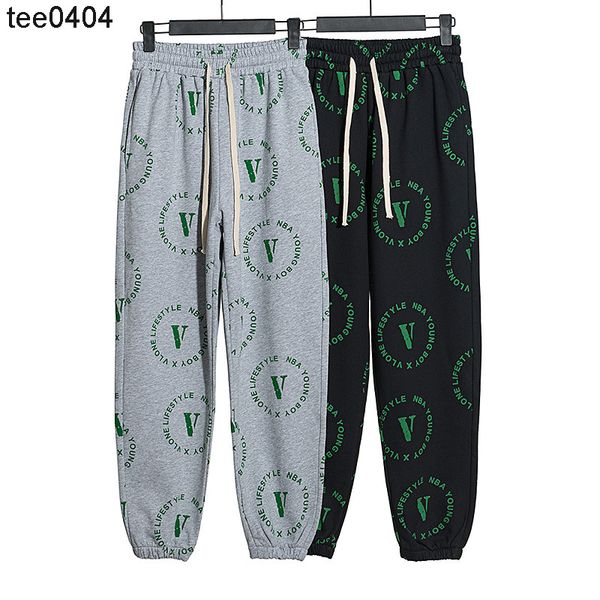 

chao brand vloness full print pants letter elastic sports casual men's and women's high street pants, Black