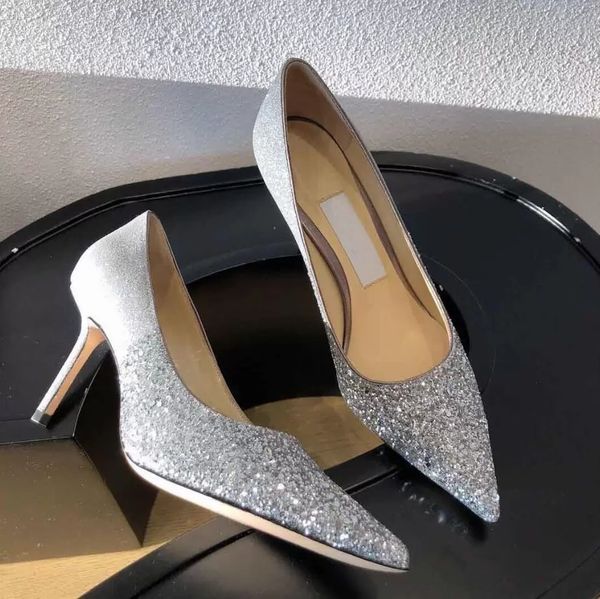 

elegant designer women's sandals dress shoes romy pumps bridal wedding partyglitter leather high heels brand famous lady walking footwe, Black