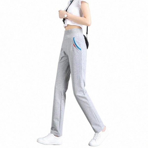 

women's pants & capris casual elastic high waist sweatpants women loose solid straight leg pants large size fashion spring sweat trouse, Black;white