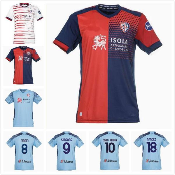 

college wear 21 22 cagliari calcio soccer jerseys home away third 2021 2022 godin joao pedro nandez nainggolan marin simeone so, Black