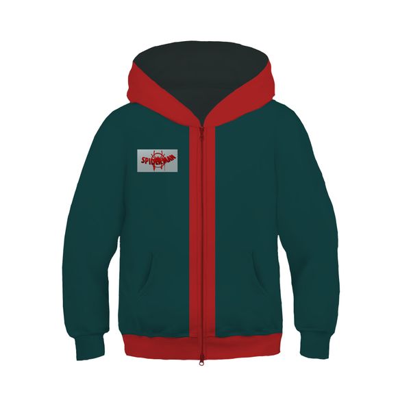 

3d anime costumes childrens sweater spider-verse hoodie sweatshirt miles morales zipper jacket coat cosplay costume, Black