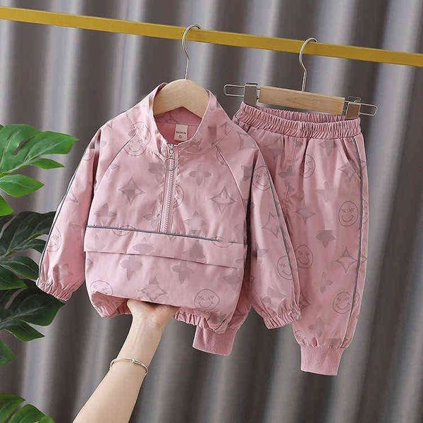 

children's sets girls autumn suit spring and autumn children's foreign style fluorescent two-piece set baby long sleeve sports sui, White