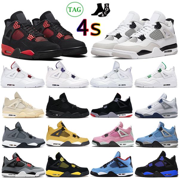 

4s og jumpman 4 retro mens basketball shoes women black cat red thunder university blue sail wild things bred cool grey men women outdoor ai