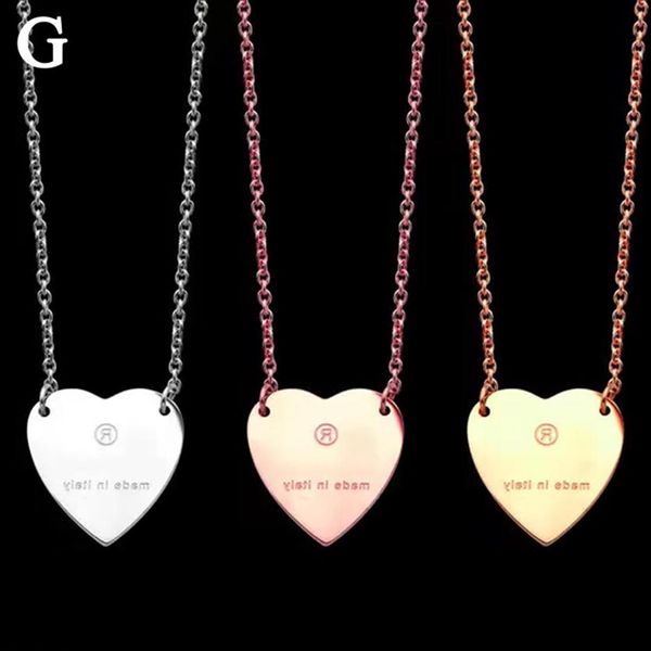 

g gold heart necklace female stainless steel couple rose chain pendant jewelry on the neck gift for girlfriend accessories wholesa303b3091, Silver