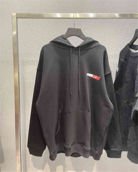 

men's hoodies sweatshirts fw autumn and winter front back digital alphabet printing ins couple paris hoodie, Black