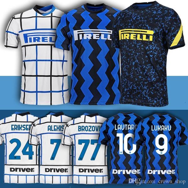 

20-21 inter home soccer jersey #9 lukaku #24 eriksen 2020 men blue soccer shirt 10 lautaro 37 skriniar football uniforms customized sales, Black