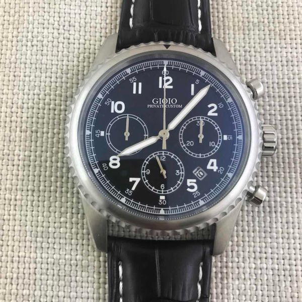 

quartz chronograph men watch black blue leather white904178905410566, Slivery;brown