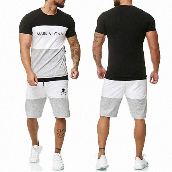 

men's tracksuits men's tracksuits men's suit 2 piece mark print t-shirt shorts streetwear casual male short sleeve outfit set, Gray