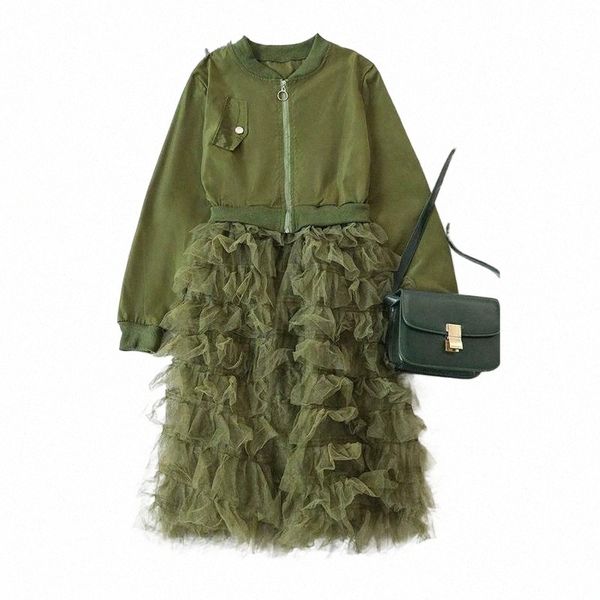 

women's trench coats women's trench coats autumn fashion 2021 women lady mesh lace splice long sleeve zipper frill tulle tutu jack, Tan;black