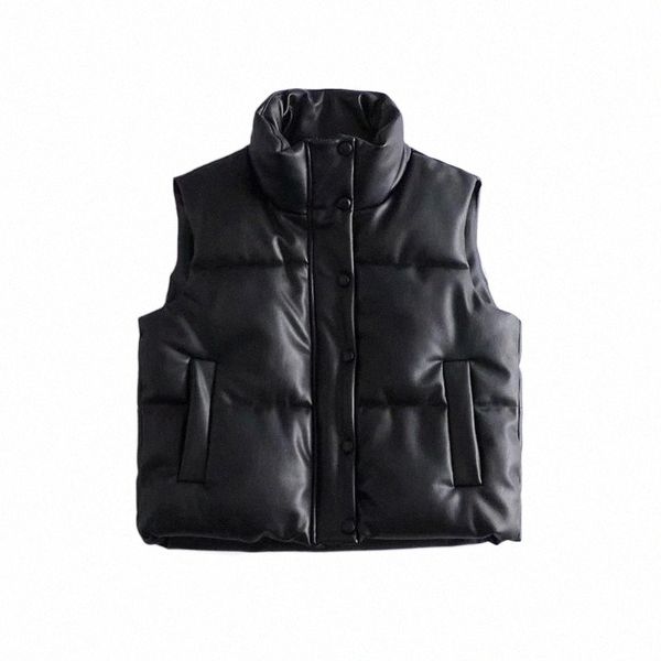 

women's vests women's vests european and america women 2021 fashion leather cotton pocket padded waistcoat vintage sleeveless fema, Black;white