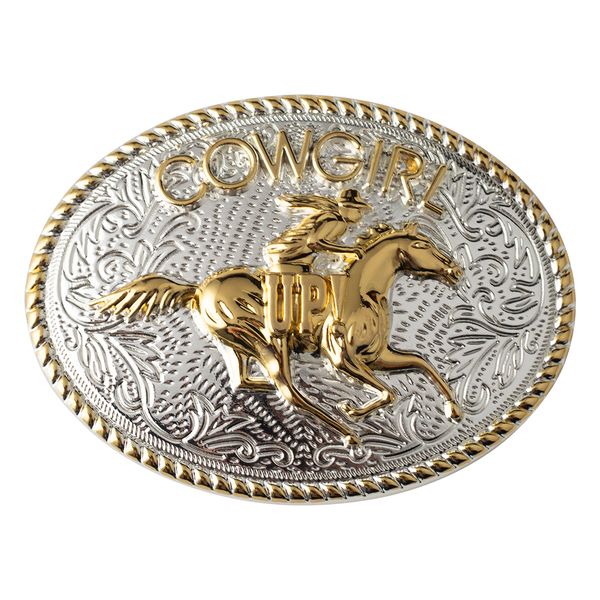 

golden horse belt buckle western cowgirl up cowboy belt head, Slivery;black