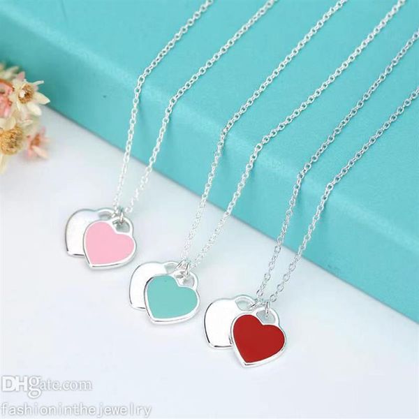 

fashion necklace designer jewelry luxury anniversary gift blue red pink silver heart key pendants necklaces for women girlfriend w223r