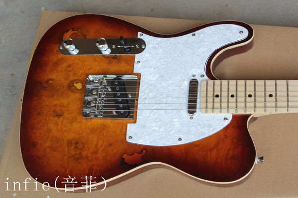 

telecaster left handed sunburst electric guitar white guard board guitar maple fingerboard
