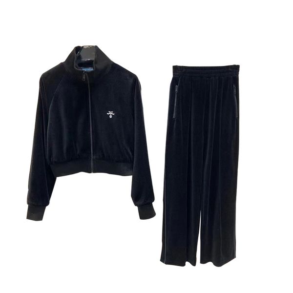 

women's par pants new casual sweatshirt print velvet and long trousers, White